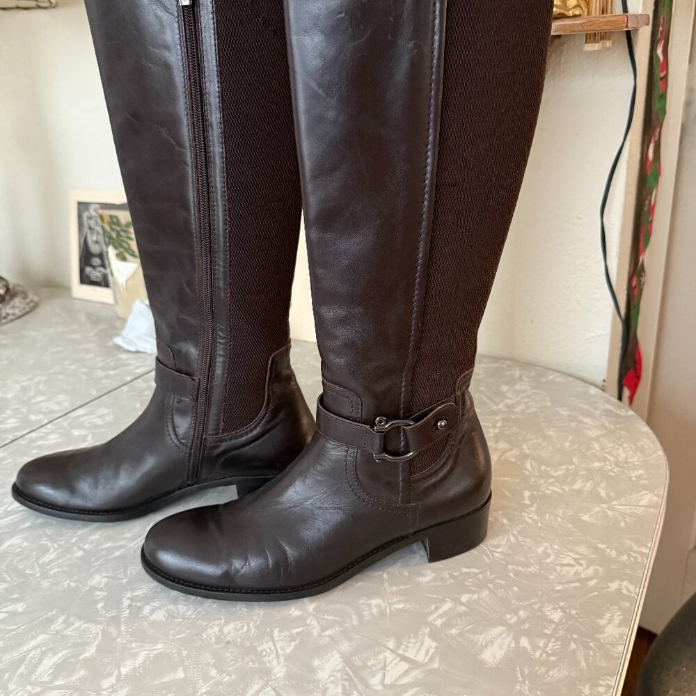 aquatalia 8.5 brown tall weatherproof equestrian boots